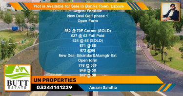 Residential Plot for Sale in Bahria Town, Lahore - (BP-88570)