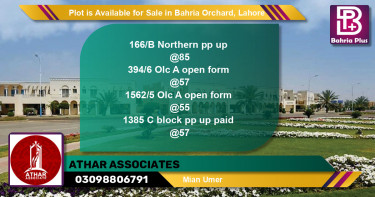 Residential Plot for Sale in Bahria Orchard, Lahore - (BP-88602)