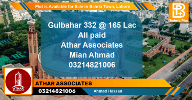 Residential Plot for Sale in Bahria Town, Lahore - (BP-88686)