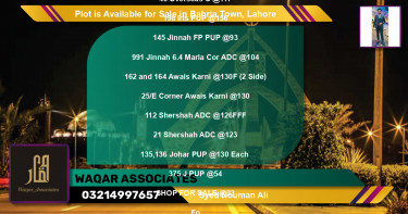 Residential Plot for Sale in Bahria Town, Lahore - (BP-88721)