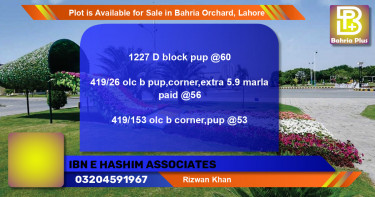 Residential Plot for Sale in Bahria Orchard, Lahore - (BP-88765)