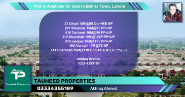 Residential Plot for Sale in Bahria Town, Lahore - (BP-88784)