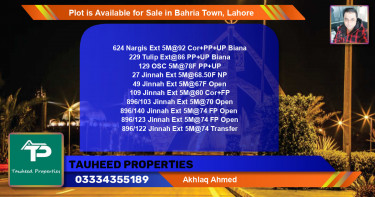 Residential Plot for Sale in Bahria Town, Lahore - (BP-88786)