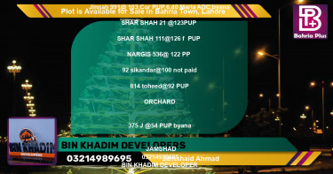Residential Plot for Sale in Bahria Town, Lahore - (BP-88825)