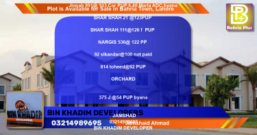 Residential Plot for Sale in Bahria Town, Lahore - (BP-88900)