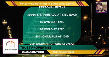 Residential Plot for Sale in Bahria Town, Lahore - (BP-88917)