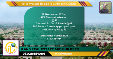Residential Plot for Sale in Bahria Town, Lahore - (BP-88957)