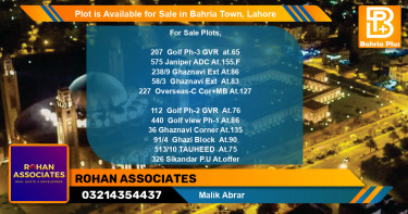 Residential Plot for Sale in Bahria Town, Lahore - (BP-89000)