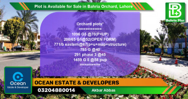 Residential Plot for Sale in Bahria Orchard, Lahore - (BP-89013)