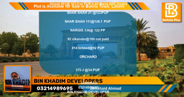 Residential Plot for Sale in Bahria Town, Lahore - (BP-89016)
