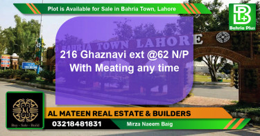 Residential Plot for Sale in Bahria Town, Lahore - (BP-89019)