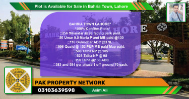 Residential Plot for Sale in Bahria Town, Lahore - (BP-89026)
