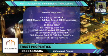 Residential Plot for Sale in Bahria Town, Lahore - (BP-89028)