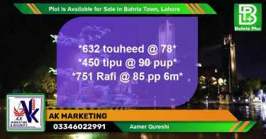 Residential Plot for Sale in Bahria Town, Lahore - (BP-89047)