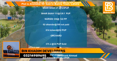 Residential Plot for Sale in Bahria Town, Lahore - (BP-89051)