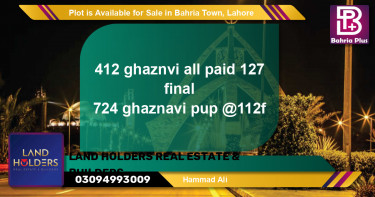 Residential Plot for Sale in Bahria Town, Lahore - (BP-89073)