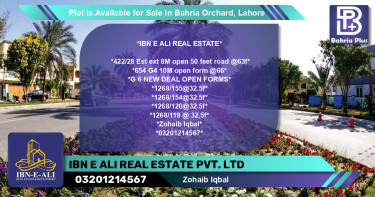 Residential Plot for Sale in Bahria Orchard, Lahore - (BP-89097)
