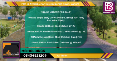 Residential Plot for Sale in Bahria Town, Lahore - (BP-89128)