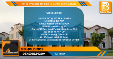 Commercial Plot for Sale in Bahria Town, Lahore - (BP-89132)
