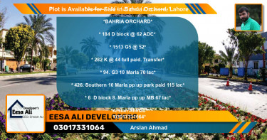 Residential Plot for Sale in Bahria Orchard, Lahore - (BP-89172)