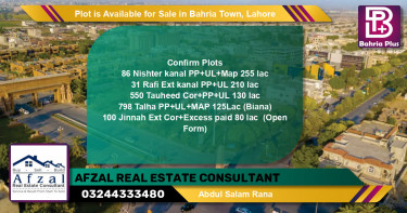 Residential Plot for Sale in Bahria Town, Lahore - (BP-89176)