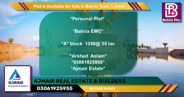 Residential Plot for Sale in Bahria Town, Lahore - (BP-89219)