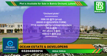 Residential Plot for Sale in Bahria Orchard, Lahore - (BP-89223)