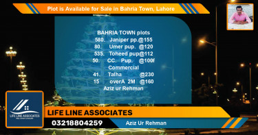 Commercial Plot for Sale in Bahria Town, Lahore - (BP-89229)