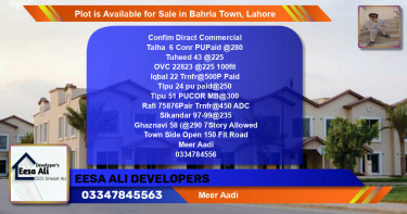 Commercial Plot for Sale in Bahria Town, Lahore - (BP-89331)