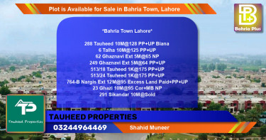Residential Plot for Sale in Bahria Town, Lahore - (BP-89351)