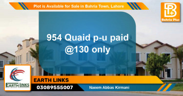 Residential Plot for Sale in Bahria Town, Lahore - (BP-89353)