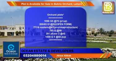 Residential Plot for Sale in Bahria Orchard, Lahore - (BP-89377)