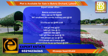 Residential Plot for Sale in Bahria Orchard, Lahore - (BP-89391)
