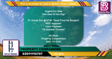Residential Plot for Sale in Bahria Town, Lahore - (BP-89418)