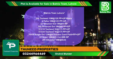 Residential Plot for Sale in Bahria Town, Lahore - (BP-89431)