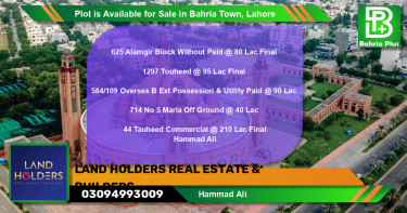 Commercial Plot for Sale in Bahria Town, Lahore - (BP-89478)