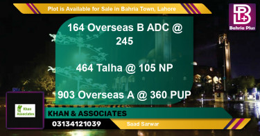 Residential Plot for Sale in Bahria Town, Lahore - (BP-89480)