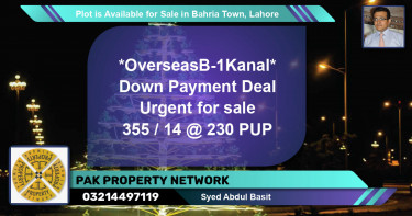 Residential Plot for Sale in Bahria Town, Lahore - (BP-89495)