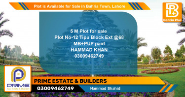 Residential Plot for Sale in Bahria Town, Lahore - (BP-89520)