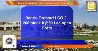 Residential Plot for Sale in Bahria Orchard, Lahore - (BP-89580)