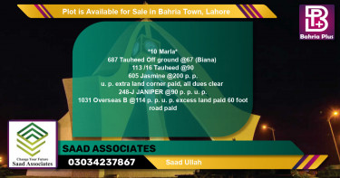 Residential Plot for Sale in Bahria Town, Lahore - (BP-89657)