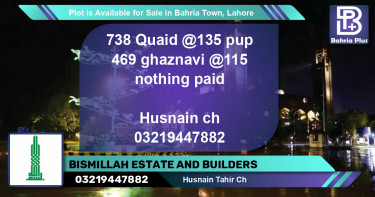 Residential Plot for Sale in Bahria Town, Lahore - (BP-89712)