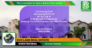 Residential Plot for Sale in Bahria Town, Lahore - (BP-89739)