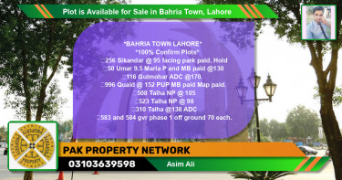 Residential Plot for Sale in Bahria Town, Lahore - (BP-89758)