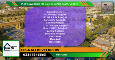 Residential Plot for Sale in Bahria Town, Lahore - (BP-89776)