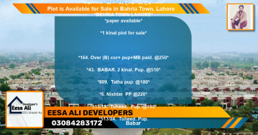 Residential Plot for Sale in Bahria Town, Lahore - (BP-89810)