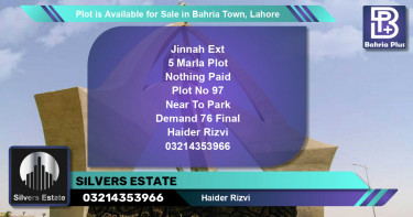 Residential Plot for Sale in Bahria Town, Lahore - (BP-89883)