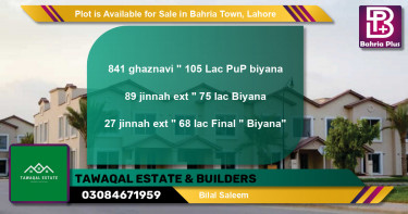 Residential Plot for Sale in Bahria Town, Lahore - (BP-89901)