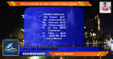 Commercial Plot for Sale in Bahria Town, Lahore - (BP-89938)