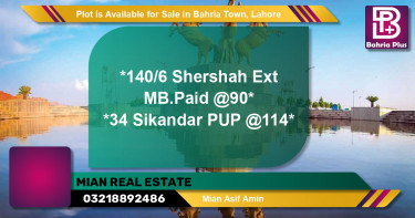 Residential Plot for Sale in Bahria Town, Lahore - (BP-89953)